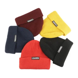 Private Label Fishing Skull Knitted Cap Men Women Beanies Custom Woven Patch Logo Winter Hat
