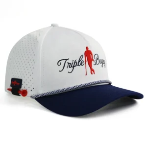 HS51 Custom 5 Panel Polyester Waterproof Laser Hat Perforated Dad Hat Embroidery Sports Baseball Caps Golf Tee Holder Hat