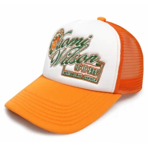 HN0001 High Quality Oem Custom Embroidery logo Neon Orange Trucker Hat Cap Foam Hats With High Quality Embroidery logo
