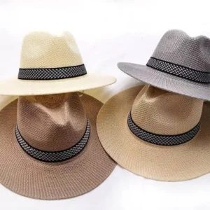 Fashion Summer Men Women Straw Fedora Hat With Belt Female Sun Beach Caps Jazz Hat