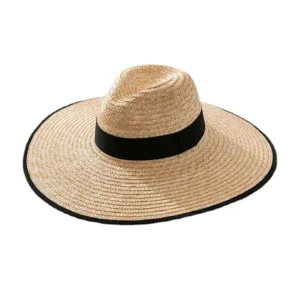 Summer Men Women Classic Straw Sun Beach Hat Wide Brim Fedora Hats for UPF 50+ Sunscreen Protection Outdoor