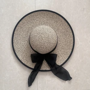 Summer Women Floppy Bow Beach Hat Wide Brim Foldable Travel Seaside Sunscreen Sun Straw Hats