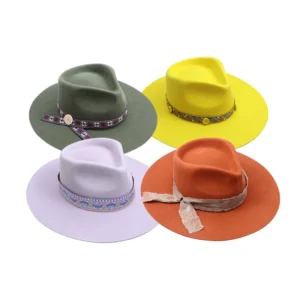 Fashion Custom Logo Panama Felt Fedora Hat Four Seasons Unisex Adjustable Wide Brim 100% Australia Wool Casual Outdoor Sports