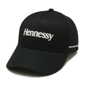 Custom Private Label 6 Panel Black Polyester Baseball Cap Embroidered Logo