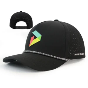 Summer Green Waterproof Hydro Perforated Rope Golf Plain Melon Hat Water Proof PVC Logo Silicone Patch Hats Caps
