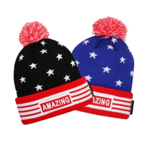 Fashion Custom All Over Printed Jacquard Knitted Beanie Embroidered Logo 100% Acrylic Unisex Adjustable Beach Business Ready