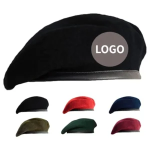 Wholesale Black Australian Wool and Leather School Scottish French Women Beret Hat Cap With Custom logo