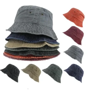 HB0003 Multicolor Unisex Fashion Denim Washing Vintage Retro Custom Fishman Bucket Hat With Embroidery Logo