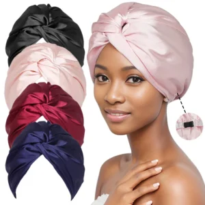 Women’s Night Cap Silk Satin Turbans – Adjustable Sleep Bonnet
