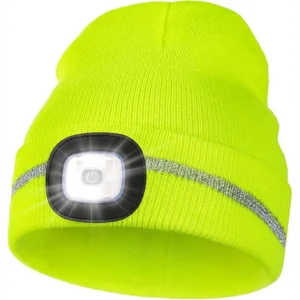 Rechargeable Reflective Stripe LED Beanie Safety High Visibility Winter Hat with Light