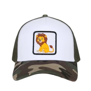 100% Cotton Adjustable Camouflage Cartoon Woven Patch Mesh Trucker Hat