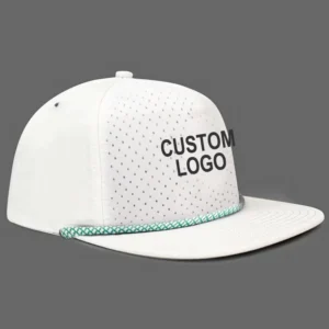 HS65 Custom logo Flat Bill Front Laser Cut 5 Panel Perforated Performance Quick Dry Soft Trucker Baseball Hat Running Cap