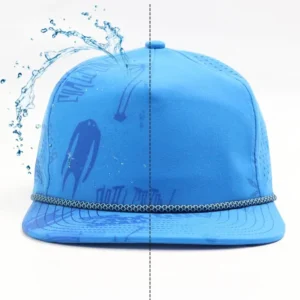 Custom Rope Water Activated Print Hat 5 Panel Laser Cut Breathable Mesh Sport Perforence Golf Hats Cap With Custom Rubber logo