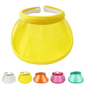 Fashion Sports PVC Clip on Visor Hat Summer Outdoor UV Protection Adjustable Plastic Empty Top Transparent Visor Cap