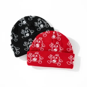 High Quality Cartoon Character Jacquard Logo Knitted Unisex Winter Beanies for Business Travel