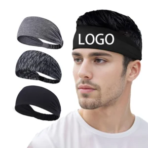 Custom Logo Moisture Wicking Wide Yoga Fitness Workout Sports Running Non Slip Sweatband Headband
