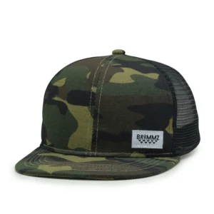 Camo Terry Corduroy Herringbone Kids Snapback Cap with Puff Print