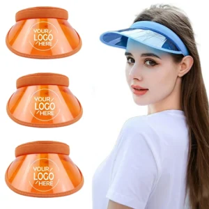 2026 Plastic Orange Sun Visor Hat Outdoor Sport Beach Running Golf Empty Top Hat Clip on Visor Cap for Unisex Women and Men