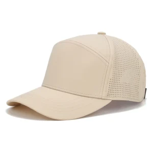 Laser Cut Holes High Quality Plain Nylon Waterproof 5 Panel Sporty Street Style Baseball Cap