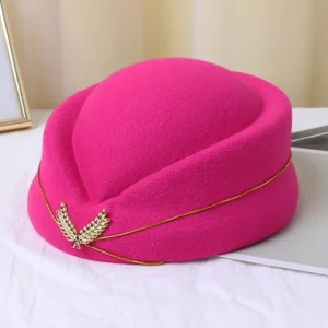 Pink Air Hostess Hat Stewardess Hat Flight Attendant Hat Stewardess Cap for Costume Cosplay Costume Accessories