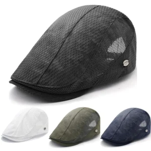Men Women Mesh Breathable Summer Newsboy Hat Adjustable Beret Ivy Cap Irish Cabbie Driving Outdoor Fishing Hats