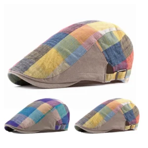 Plaid Newsboy Cap   Thin   Breathable   Adjustable   Ivy   Cabbie   Golf   Beret