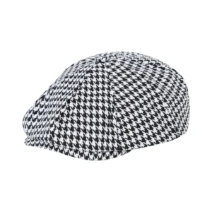 Good Quality Lvy Caps Outdoor Custom Hats Classic Black and White Houndstooth Flat Cap Casual Beret