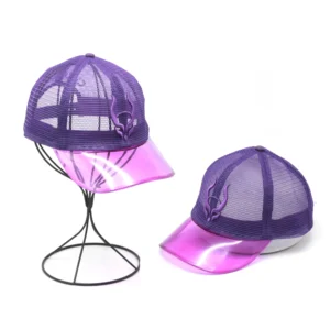 New 2024 All Mesh Baseball Cap 3d Embroidery Uv protection Sun Hats Trucker Hats With Transparent Pvc Brim for Sale
