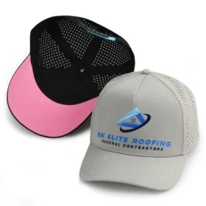 HS41 High Quality Custom 5 Panel Polyester Laser Cut Hole Embroidery Logo Waterproof Baseball Cap