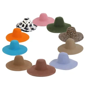 OEM Unisex Adjustable Extra Wide Brim Fedora Hats 100% Australian Wool Felt Business Casual Four Seasons Ribbon Headwear