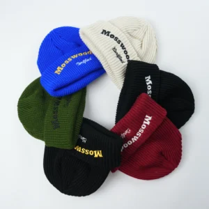 Acrylic Winter Beanies With Embroidered Logo, Custom logo Ribbed Beanies, Custom Knitted Beanies