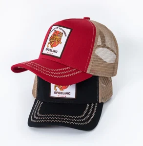 Design Patchwork Mesh Cotton Trucker Hat Cap Embroidery 5 Panel Baseball Cap Unisex