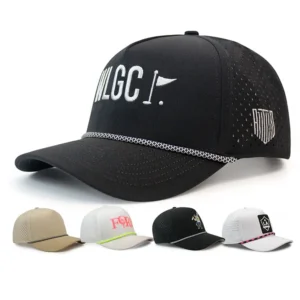 HN10 5 Panel Custom Structured Golf Blank Trucker Dry Quick Fit Perforated Sport Cap Hydro Non or Waterproof Perforated Hats