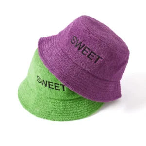 High Quality Solid Color Terry Towel Casual Bucket Hat with Embroidery Logo Custom for Travel & Daily Use