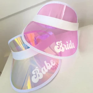 Custom Laser Summer Monogram Bride Visors Bachelorette Party Sun Hat Retro Beach Bridemind Gifts Wedding Party