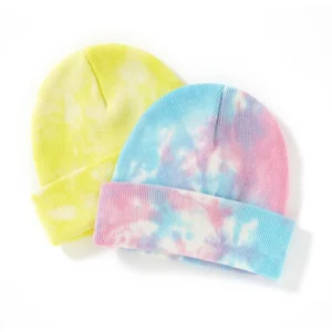 Cotton Beanie Hat Tie Dye Blank Winter Cap Customizable