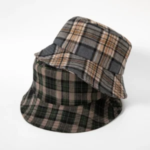 Wholesale Custom High Quality Classic Women Outdoor Sun Shade Checked Fisherman Plaid Bucket Cap Hat
