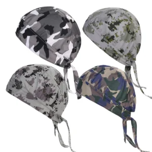 Outdoor Camo Sweat Wicking Cycling Biker Running Helmet Liner Mesh Skull Do Rag Bandana Skull Caps for Men