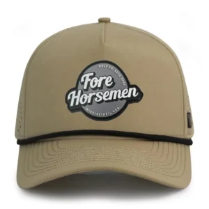 HN10 Hat Manufacturer 5 Panel Waterproof Polyester Golf Sport Rope Hat With Custom Logo Laser Cut Hole Curved Baseball Cap