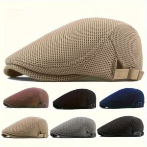 Breathable Mesh Newsboy Cap Men Adjustable Cabbie Cap Summer Berets Golf Hat Flat Caps for Women