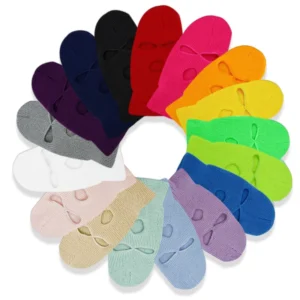 60 Solid Color Neon Winter Warm Skimask Custom Embroidery Logo Acrylic Full Face Ski Mask 3 Hole Knitted Balaclava