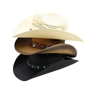 Wholesale Carbonized Summer Beach Sun Fishing Cap Striped Paper Straw Cowboy Hat Sombreros Cowgirl Adults Casual Outdoor