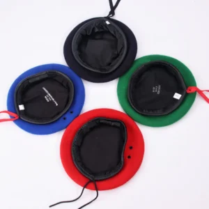 Womens Custom Embroidered Berets Wool Satin Lined Fashion Fur Warm Hats