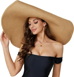 70CM Summer Oversized  Beach Straw Hat for Women Large Wide Brim  Hats Handmade Roll up Floppy Sun Hat