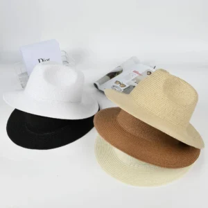 Summer Paper Panama Straw Hat with Character Style for Outdoor Sun Protection Travel Fishing & Casual Use-Unisex