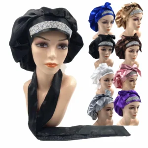 Wide Edge Satin Glitter Bonnets