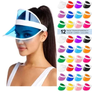 Summer Blue Plastic Sun Visor Hat Outdoor Sport Beach Running Golf Empty Top Hat Pvc Visor Cap for Unisex Women and Men