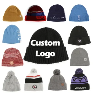 Custom Unisex Recycled Acrylic Knit Skull Cap Short Cuff Fisherman Beanie Knitted Hats With Logo