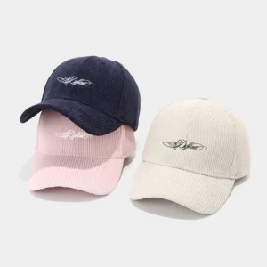 Vintage Luxury Sporty Fashion Embroidery Logo Curved Brim Winter High Quality Corduroy Baseball Cap Small Letter Unisex