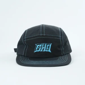 High Quality Panel Camp Hat Flat Bill Black Nylon Camping Camper Caps with Logo